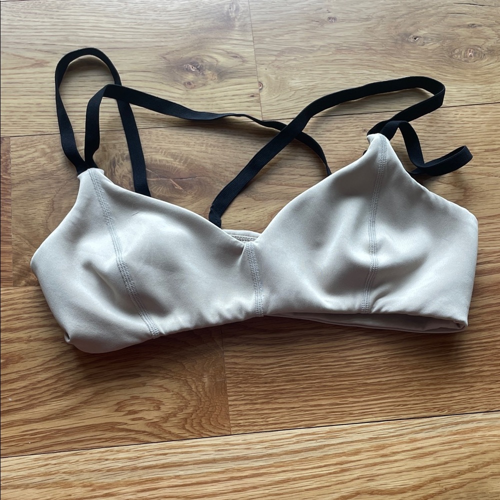 Tan Lines Light Beige Bralette with Black Straps - Women